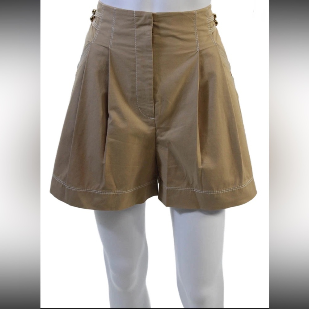 NWT Veronica Beard Womens Zipper Fly Mid Rise Twill Short Shorts Brown Size 10